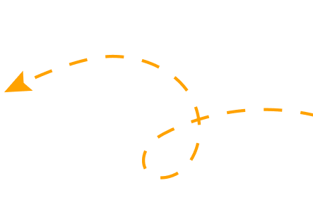 Flèche orange pointilliés